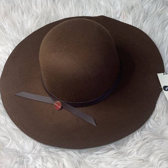 Brown wide-brimmed hat by Anne Klein